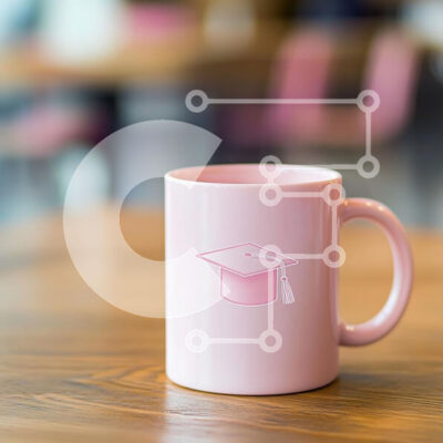 Intra Συλλεκτικό Ξύλινο Παζλ Plywood 4mm - Ροζ κούπα αποφοίτησης σε ξύλινη επιφάνεια Σε Ξύλινο Κουτί - Διαστάσεις: 10x10 cm – 25 κομμάτια - Image 1