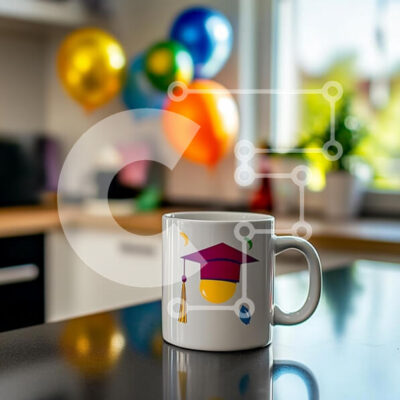 Intra Συλλεκτικό Ξύλινο Παζλ Plywood  4mm - Κούπα αποφοίτησης με μπαλόνια Σε Ξύλινο Κουτί - Διαστάσεις Puzzle: 10x10 cm – 25 κομμάτια - Image 1