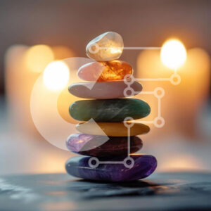 Intra Συλλεκτικό Ξύλινο Παζλ Plywood  4mm - Στοίβα από πολύχρωμους πολύτιμους λίθους με φόντο το φως των κεριών Σε Ξύλινο Κουτί - Διαστάσεις: 10x10 cm – 25 κομμάτια