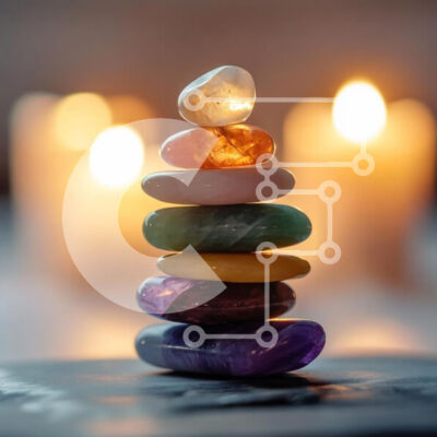 Intra Συλλεκτικό Ξύλινο Παζλ Plywood  4mm - Στοίβα από πολύχρωμους πολύτιμους λίθους με φόντο το φως των κεριών Σε Ξύλινο Κουτί - Διαστάσεις: 10x10 cm – 25 κομμάτια - Image 1