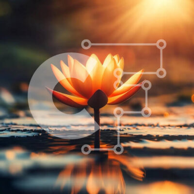 Intra Συλλεκτικό Ξύλινο Παζλ Plywood  4mm - Λουλούδι Lotus στη λάμψη ηλιοβασιλέματος Σε Ξύλινο Κουτί - Διαστάσεις: 10x10 cm – 25 κομμάτια - Image 1