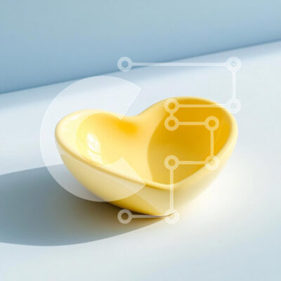 Intra Συλλεκτικό Ξύλινο Παζλ Plywood  4mm - Κίτρινο μπολ σε σχήμα καρδιάς σε ανοιχτόχρωμη επιφάνεια Σε Ξύλινο Κουτί - Διαστάσεις: 10x10 cm – 25 κομμάτια - Image 1