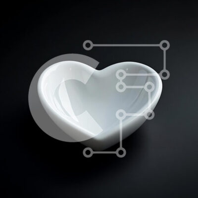 Intra Συλλεκτικό Ξύλινο Παζλ Plywood  4mm - Λευκό μπολ σε σχήμα καρδιάς σε σκούρο φόντο Σε Ξύλινο Κουτί - Διαστάσεις: 10x10 cm – 25 κομμάτια - Image 1