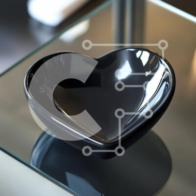 Intra Συλλεκτικό Ξύλινο Παζλ Plywood  4mm - Μαύρο μπολ σε σχήμα καρδιάς σε γυάλινη επιφάνεια Σε Ξύλινο Κουτί - Διαστάσεις: 10x10 cm – 25 κομμάτια - Image 1