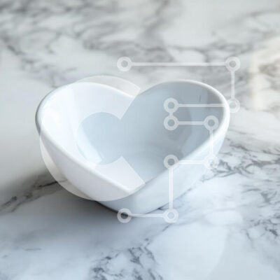 Intra Συλλεκτικό Ξύλινο Παζλ Plywood  4mm - Λευκό κεραμικό μπολ σε σχήμα καρδιάς σε μαρμάρινη επιφάνεια Σε Ξύλινο Κουτί - Διαστάσεις: 10x10 cm – 25 κομμάτια - Image 1