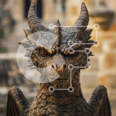 Intra Συλλεκτικό Ξύλινο Παζλ Plywood  4mm - Γλυπτό Δράκου με Λεπτομερή Χαρακτηριστικά Σε Ξύλινο Κουτί - Διαστάσεις Puzzle: 10x10 cm – 25 κομμάτια - Image 1