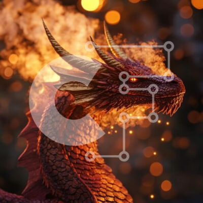 Intra Συλλεκτικό Ξύλινο Παζλ Plywood 4mm - Majestic Dragon Breathing Fire Σε Ξύλινο Κουτί - Διαστάσεις Puzzle: 10x10 cm – 25 κομμάτια - Image 1
