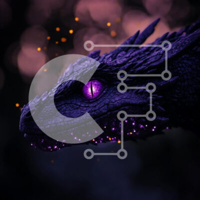 Intra Συλλεκτικό Ξύλινο Παζλ Plywood  4mm - Κοντινό πλάνο του κεφαλιού ενός μωβ δράκου με φόντο Bokeh Σε Ξύλινο Κουτί - Διαστάσεις Puzzle: 10x10 cm – 25 κομμάτια - Image 1