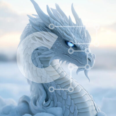 Intra Συλλεκτικό Ξύλινο Παζλ Plywood  4mm - Μεγαλοπρεπής Λευκός Δράκος σε Αιθέριο Τοπίο Σε Ξύλινο Κουτί - Διαστάσεις: 10x10 cm – 25 κομμάτια - Image 1