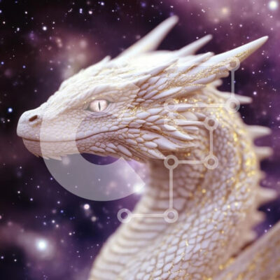 Intra Συλλεκτικό Ξύλινο Παζλ Plywood  4mm - Μεγαλοπρεπής Λευκός Δράκος σε κοσμικό φόντο Σε Ξύλινο Κουτί - Διαστάσεις Puzzle: 10x10 cm – 25 κομμάτια - Image 1