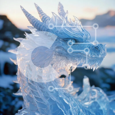 Intra Συλλεκτικό Ξύλινο Παζλ Plywood  4mm - Γλυπτό Δράκου του Πάγου Σε Ξύλινο Κουτί - Διαστάσεις Puzzle: 10x10 cm – 25 κομμάτια - Image 1