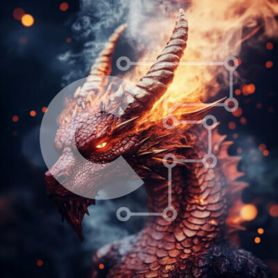 Intra Συλλεκτικό Ξύλινο Παζλ Plywood  4mm - Πύρινος Δράκος με Λαμπερά Μάτια Σε Ξύλινο Κουτί - Διαστάσεις Puzzle: 10x10 cm – 25 κομμάτια - Image 1