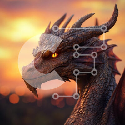 Intra Συλλεκτικό Ξύλινο Παζλ Plywood  4mm - Majestic Dragon Against Sunset Σε Ξύλινο Κουτί - Διαστάσεις Puzzle: 10x10 cm – 25 κομμάτια - Image 1