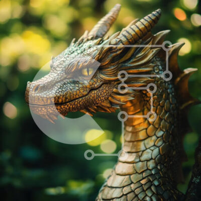 Intra Συλλεκτικό Ξύλινο Παζλ Plywood  4mm - Γλυπτό Χρυσού Δράκου Σε Ξύλινο Κουτί - Διαστάσεις Puzzle: 10x10 cm – 25 κομμάτια - Image 1