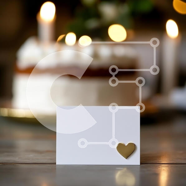 Intra Συλλεκτικό Ξύλινο Παζλ Plywood  4mm - Κενή κάρτα με χρυσή καρδιά μπροστά από την τούρτα γενεθλίων Σε Ξύλινο Κουτί - Διαστάσεις: 10x10 cm – 25 κομμάτια