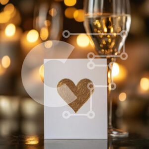 Intra Συλλεκτικό Ξύλινο Παζλ Plywood  4mm - Χρυσή καρδιά ευχετήρια κάρτα με αφρώδες ποτό Σε Ξύλινο Κουτί - Διαστάσεις: 10x10 cm – 25 κομμάτια