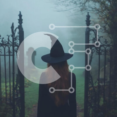 Intra Συλλεκτικό Ξύλινο Παζλ Plywood 4mm - Μυστηριώδης μάγισσα στο ομιχλώδες νεκροταφείο Σε Ξύλινο Κουτί - Διαστάσεις: 10x10 cm – 25 κομμάτια - Image 1