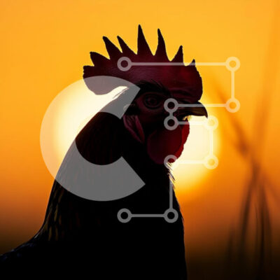 Intra Συλλεκτικό Ξύλινο Παζλ Plywood  4mm - Σιλουέτα ενός κόκορα στο ηλιοβασίλεμα Σε Ξύλινο Κουτί - Διαστάσεις: 10x10 cm – 25 κομμάτια - Image 1