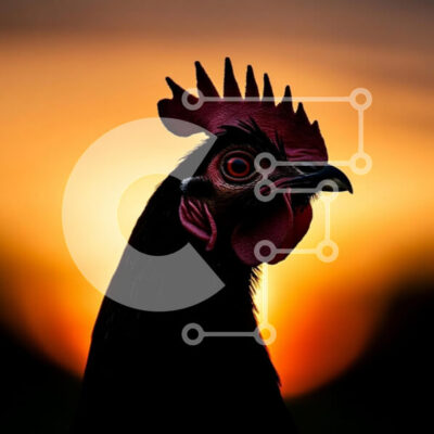 Intra Συλλεκτικό Ξύλινο Παζλ Plywood  4mm - Σιλουέτα ενός κόκορα στο ηλιοβασίλεμα Σε Ξύλινο Κουτί - Διαστάσεις: 10x10 cm – 25 κομμάτια - Image 1