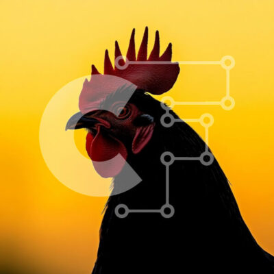 Intra Συλλεκτικό Ξύλινο Παζλ Plywood  4mm - Σιλουέτα ενός κόκορα σε κίτρινο φόντο Σε Ξύλινο Κουτί - Διαστάσεις: 10x10 cm – 25 κομμάτια - Image 1