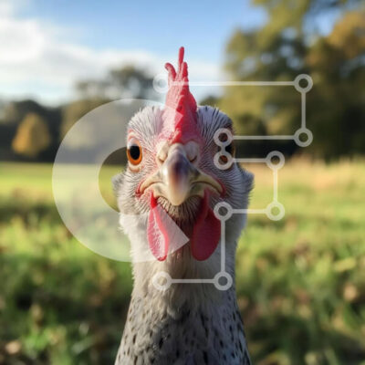 Intra Συλλεκτικό Ξύλινο Παζλ Plywood  4mm - Κοντινό πλάνο ενός κοτόπουλου σε φυσικό φόντο Σε Ξύλινο Κουτί - Διαστάσεις: 10x10 cm – 25 κομμάτια - Image 1