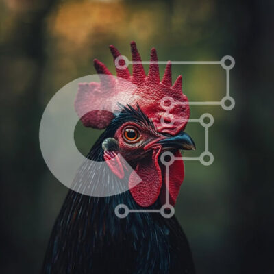 Intra Συλλεκτικό Ξύλινο Παζλ Plywood  4mm - Κοντινό πλάνο ενός μαύρου κόκορα Σε Ξύλινο Κουτί - Διαστάσεις: 10x10 cm – 25 κομμάτια - Image 1