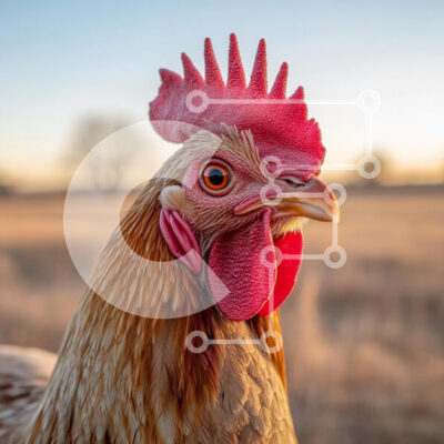 Intra Συλλεκτικό Ξύλινο Παζλ Plywood  4mm - Κοντινό πλάνο ενός κόκορα με ζεστό φόντο Σε Ξύλινο Κουτί - Διαστάσεις: 10x10 cm – 25 κομμάτια - Image 1