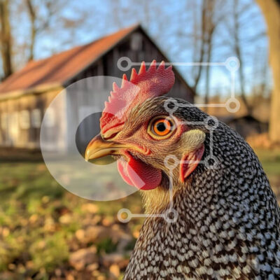 Intra Συλλεκτικό Ξύλινο Παζλ Plywood  4mm - Κοντινό πλάνο ενός κόκορα σε ένα αγροτικό περιβάλλον Σε Ξύλινο Κουτί - Διαστάσεις: 10x10 cm – 25 κομμάτια - Image 1