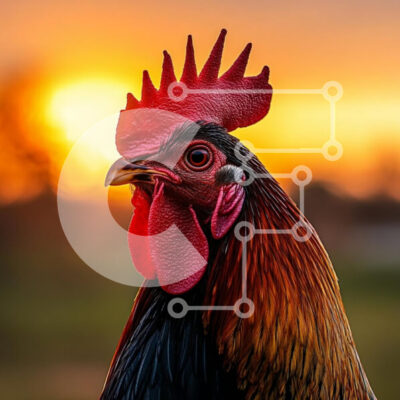 Intra Συλλεκτικό Ξύλινο Παζλ Plywood  4mm - Κόκορας στο ηλιοβασίλεμα Σε Ξύλινο Κουτί - Διαστάσεις: 10x10 cm – 25 κομμάτια - Image 1