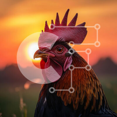 Intra Συλλεκτικό Ξύλινο Παζλ Plywood  4mm - Κόκορας στο ηλιοβασίλεμα Σε Ξύλινο Κουτί - Διαστάσεις: 10x10 cm – 25 κομμάτια - Image 1