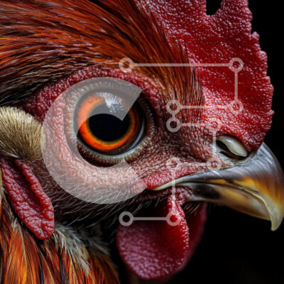 Intra Συλλεκτικό Ξύλινο Παζλ Plywood  4mm - Κοντινό πλάνο του κεφαλιού ενός κόκορα Σε Ξύλινο Κουτί - Διαστάσεις: 10x10 cm – 25 κομμάτια - Image 1