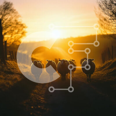 Intra Συλλεκτικό Ξύλινο Παζλ Plywood  4mm - Πρόβατα που περπατούν στο ηλιοβασίλεμα Σε Ξύλινο Κουτί - Διαστάσεις: 10x10 cm – 25 κομμάτια - Image 1