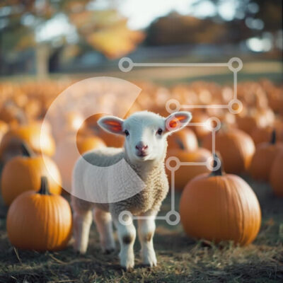 Intra Συλλεκτικό Ξύλινο Παζλ Plywood  4mm - Αρνί σε μπάλωμα κολοκύθας Σε Ξύλινο Κουτί - Διαστάσεις: 10x10 cm – 25 κομμάτια - Image 1