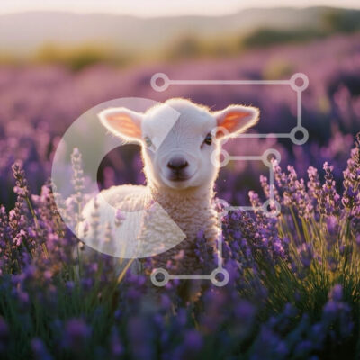 Intra Συλλεκτικό Ξύλινο Παζλ Plywood  4mm - Αρνί σε χωράφι λεβάντας Σε Ξύλινο Κουτί - Διαστάσεις: 10x10 cm – 25 κομμάτια - Image 1