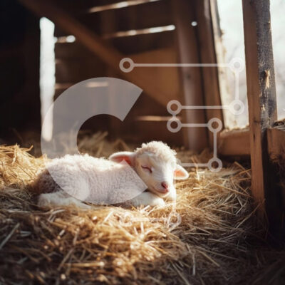 Intra Συλλεκτικό Ξύλινο Παζλ Plywood  4mm - Αρνί ύπνου σε αχυρώνα Σε Ξύλινο Κουτί - Διαστάσεις: 10x10 cm – 25 κομμάτια - Image 1