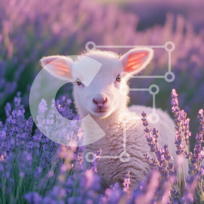 Intra Συλλεκτικό Ξύλινο Παζλ Plywood  4mm - Αρνί στο χωράφι λεβάντας Σε Ξύλινο Κουτί - Διαστάσεις: 10x10 cm – 25 κομμάτια - Image 1