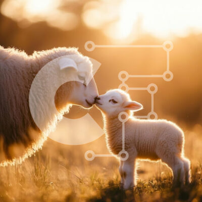 Intra Συλλεκτικό Ξύλινο Παζλ Plywood  4mm - Μητέρα πρόβατα και αρνί στο ηλιόλουστο χωράφι Σε Ξύλινο Κουτί - Διαστάσεις: 10x10 cm – 25 κομμάτια - Image 1