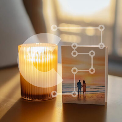 Intra Συλλεκτικό Ξύλινο Παζλ Plywood  4mm - Κερί και ευχετήρια κάρτα με καλλιτεχνική σκηνή παραλίας Σε Ξύλινο Κουτί - Διαστάσεις Puzzle: 10x10 cm – 25 κομμάτια - Image 1