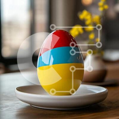 Intra Συλλεκτικό Ξύλινο Παζλ Plywood  4mm - Πολύχρωμο διακοσμητικό αυγό σε ένα πιάτο Σε Ξύλινο Κουτί - Διαστάσεις: 10x10 cm – 25 κομμάτια - Image 1