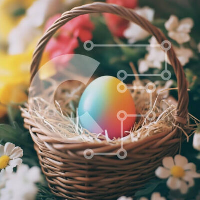 Intra Συλλεκτικό Ξύλινο Παζλ Plywood  4mm - Διακοσμημένο πασχαλινό αυγό σε καλάθι με λουλούδια Σε Ξύλινο Κουτί - Διαστάσεις: 10x10 cm – 25 κομμάτια - Image 1