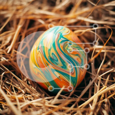 Intra Συλλεκτικό Ξύλινο Παζλ Plywood  4mm - Πολύχρωμο μαρμάρινο αυγό σε άχυρο Σε Ξύλινο Κουτί - Διαστάσεις: 10x10 cm – 25 κομμάτια - Image 1