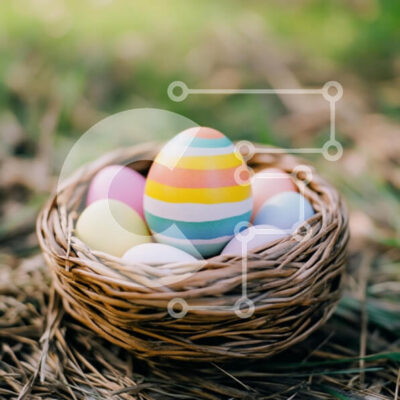 Intra Συλλεκτικό Ξύλινο Παζλ Plywood 4mm - Πασχαλινά αυγά σε υφαντό καλάθι Σε Ξύλινο Κουτί - Διαστάσεις: 10x10 cm – 25 κομμάτια - Image 1