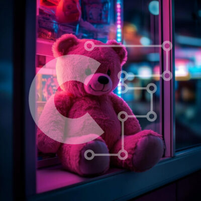 Intra Συλλεκτικό Ξύλινο Παζλ Plywood  4mm - Ροζ αρκουδάκι με νέον φωτισμό Σε Ξύλινο Κουτί - Διαστάσεις: 10x10 cm – 25 κομμάτια - Image 1