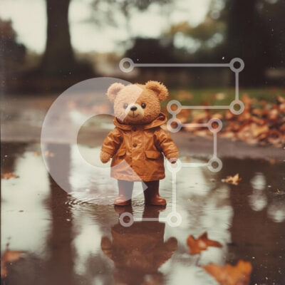 Intra Συλλεκτικό Ξύλινο Παζλ Plywood 4mm - Teddy Bear με αδιάβροχο που στέκεται στη λακκούβα Σε Ξύλινο Κουτί - Διαστάσεις Puzzle: 10x10 cm – 25 κομμάτια - Image 1