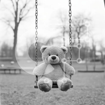 Intra Συλλεκτικό Ξύλινο Παζλ Plywood  4mm - Teddy Bear σε μια κούνια Σε Ξύλινο Κουτί - Διαστάσεις Puzzle: 10x10 cm – 25 κομμάτια - Image 1