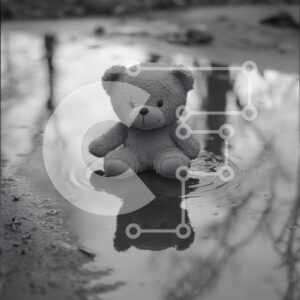 Intra Συλλεκτικό Ξύλινο Παζλ Plywood  4mm - Teddy Bear σε μια λακκούβα Σε Ξύλινο Κουτί - Διαστάσεις: 10x10 cm – 25 κομμάτια