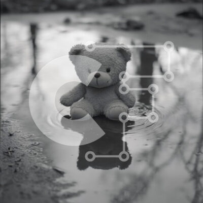 Intra Συλλεκτικό Ξύλινο Παζλ Plywood  4mm - Teddy Bear σε μια λακκούβα Σε Ξύλινο Κουτί - Διαστάσεις: 10x10 cm – 25 κομμάτια - Image 1