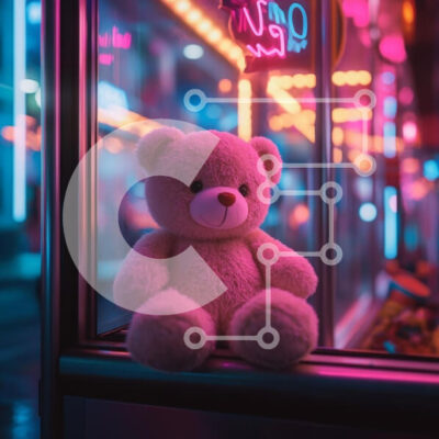 Intra Συλλεκτικό Ξύλινο Παζλ Plywood  4mm - Teddy Bear με φώτα νέον Σε Ξύλινο Κουτί - Διαστάσεις: 10x10 cm – 25 κομμάτια - Image 1