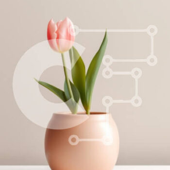 Intra Συλλεκτικό Ξύλινο Παζλ Plywood  4mm - Ροζ τουλίπα σε ροδακινί κεραμικό δοχείο Σε Ξύλινο Κουτί - Διαστάσεις Puzzle: 10x10 cm – 25 κομμάτια - Image 1