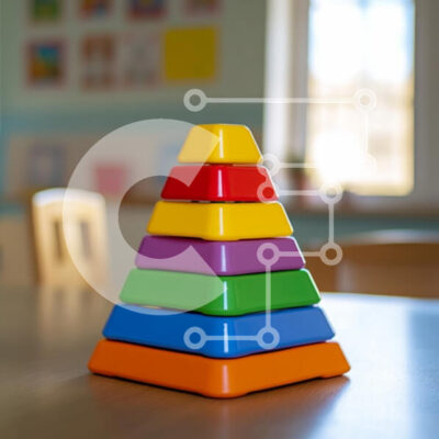 Intra Συλλεκτικό Ξύλινο Παζλ Plywood  4mm - Πολύχρωμο παιχνίδι στοίβαξης σε μια τάξη στην τάξη Σε Ξύλινο Κουτί - Διαστάσεις Puzzle: 10x10 cm – 25 κομμάτια - Image 1